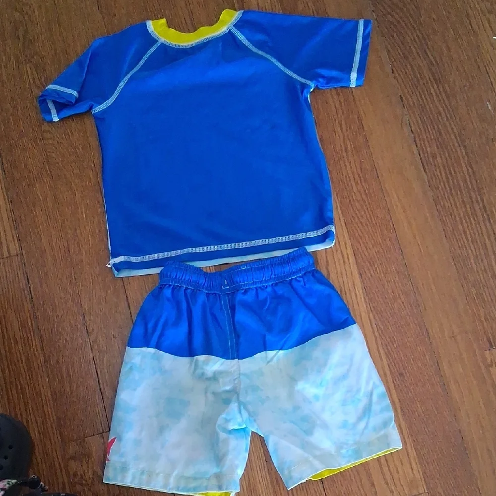 Kids Shark Rashguard Set - Blue and Yellow